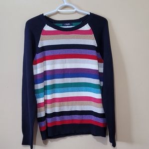 Chaps Cotton Blend Striped Sweater